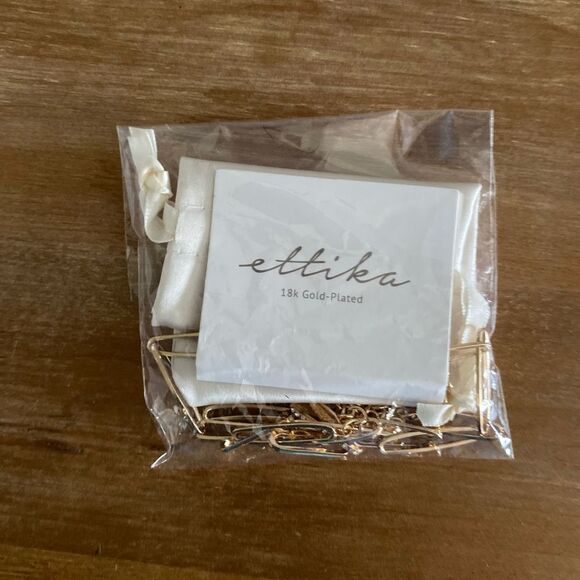 NWT ETTIKA Crystal Paperclip Chain Necklace 18K gold plating jewelry - Picture 2 of 6